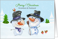 Grandson and Husband Christmas Snowmen card