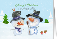 For a Perfect Pair Christmas Snowmen card