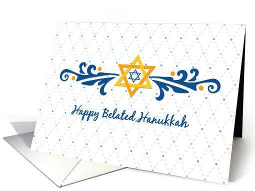 Belated Hanukkah Elegant Scroll with Star of David card (1549308)