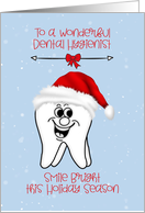 For Dental Hygienist Tooth Wearing Santa Hat card