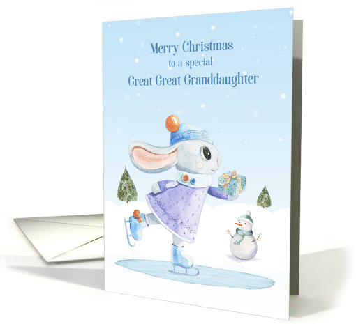 For Great Great Granddaugther Ice Skating Rabbit with Gift card