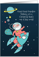 For Great Great Grandson Santa in Outer Space with Rocket card