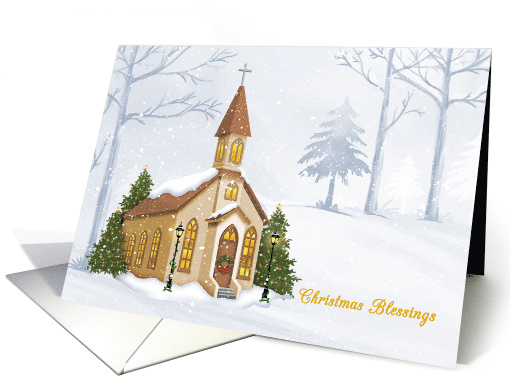 Christmas Blessings Winter Church Scene card (1551638)