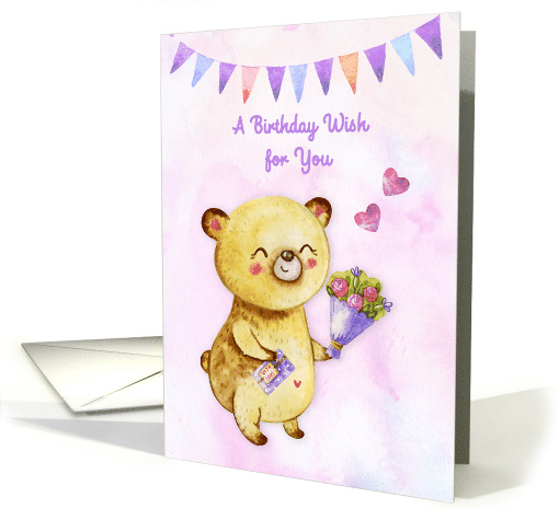 Birthday Bear with Flowers card (1552558)