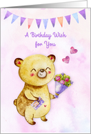 Birthday Bear with Flowers card