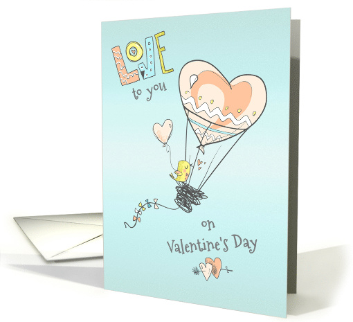 Whimisical Valentine with Hot Air Balloon and Bird card (1553722)