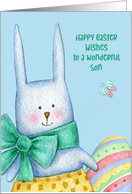 For Son Easter Bunny with Decorated Egg card