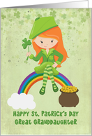 For Great Granddaughter St. Patrick’s Day Girl on Rainbow card