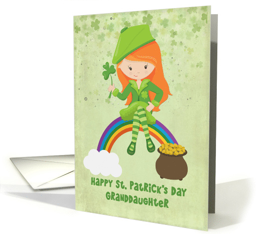 For Granddaughter St. Patrick's Day Girl on Rainbow card (1558630)