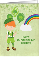 For Grandson St. Patrick’s Day Boy with Balloons card