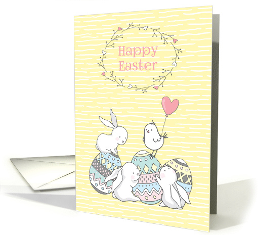 Easter Eggs with Bunnies and Bird card (1561380)