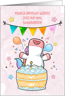 For Goddaughter Happy Unicorn with Birthday Cake card