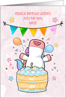 For Niece Happy Unicorn with Birthday Cake card