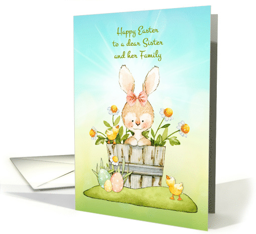 For Sister and Family Easter Bunny, Chicks and Daisies card (1564006)