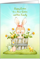 For Sister and Family Easter Bunny, Chicks and Daisies card