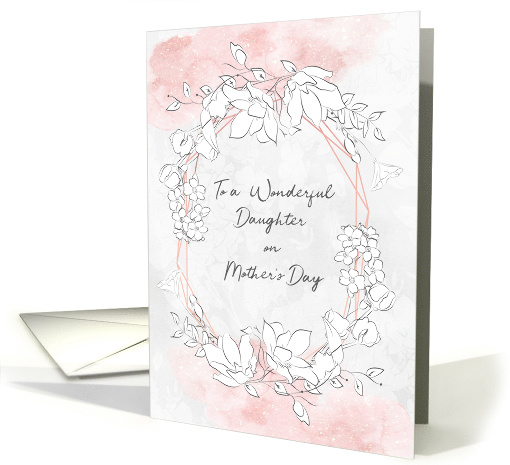 For Daughter on Mother's Day Sketched Floral with Geometric Frame card