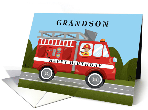 For Grandson Firetruck Birthday card (1568646)