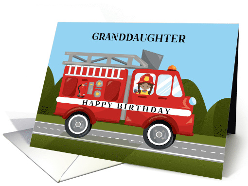 For Granddaughter Firetruck Birthday card (1568904)