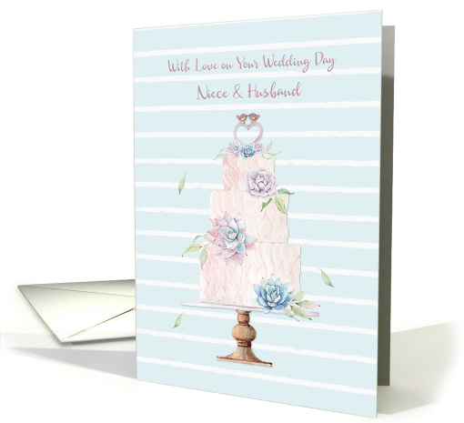 For Niece and Husband Wedding Cake with Succulent Decor card (1570554)