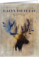Birthday Masculine Rustic Watercolor Deer card