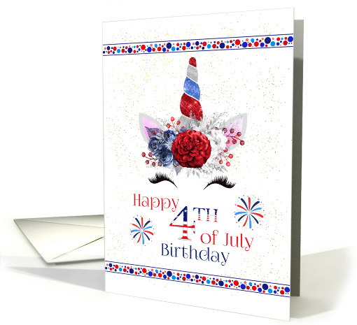 Fourth of July Birthday with Patriotic Unicorn card (1570560)
