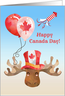 Canada Day with Moose and Balloons card