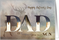 For Dad from Son Rustic Watercolor with Deer and Forest card