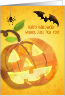 Halloween Pumpkin, Spider and Bat card