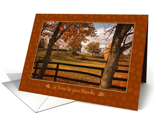 Thanksgiving Horse Farm in Autumn card (1582022)