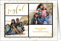 Joyful Holiday with Gold Colored Stars and Two Photos card