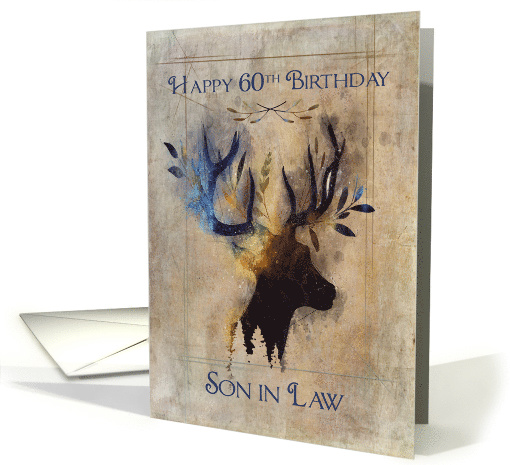 For Son in Law 60th Birthday with Rustic Watercolor Deer card