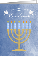 Hanukkah with Menorah and White Doves card