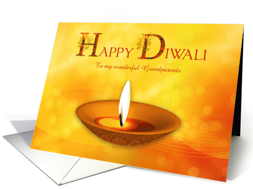 Customized Diwali with Clay Diya and Festive Golden Background card