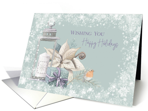 Happy Holidays Cozy with Bird and Snowflake Border card (1585378)