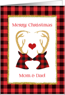 Christmas For Mom and Dad Red Buffalo Plaid with Deer card