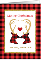 Customize Front for Christmas Red Buffalo Plaid with Deer card