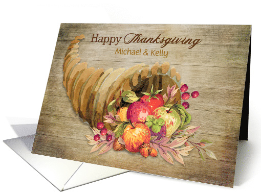 Customized Front Rustic Thanksgiving Cornucopia card (1586502)