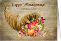 Customized Front Rustic Thanksgiving Cornucopia card