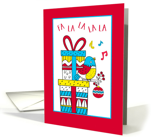 Colorful Singing Christmas Bird with Gifts card (1586676)