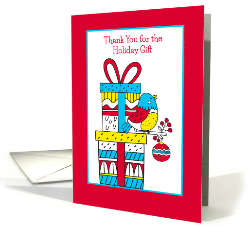 Thank You for Holiday Gift with Packages and Bird card (1586806)