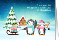 For Daughter & Son in Law Christmas Winter Penguins card