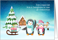 For Son & Daughter in Law Christmas Winter Penguins card