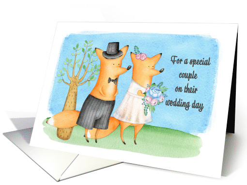 Whimsical Wedding Day Foxes card (1592912)