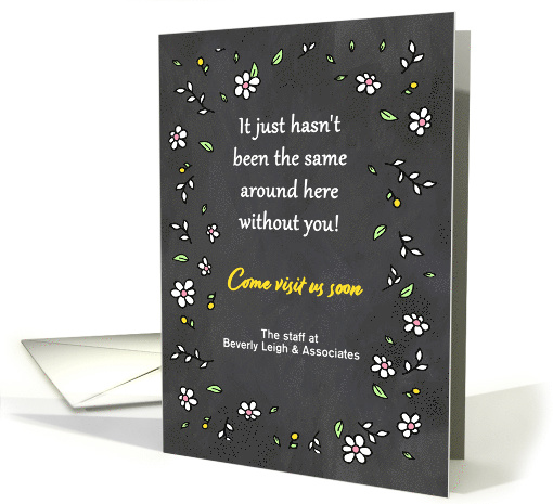 Customize Front Customer Retention Chalkboard with Floral Border card