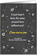 Customize Front Customer Retention Chalkboard with Floral Border card