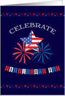 Presidents’ Day Patriotic Bunting, Fireworks and Stars card