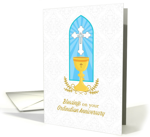 Christian Ordination Anniversary Chalice and Cross card (1598066)