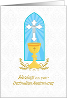Christian Ordination Anniversary Chalice and Cross card