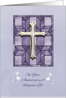Christian Anniversary Celebrating Religious Life Purple Stained Glass card