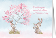 For Granddaughter Valentine’s Day with Bunnies and Tree with Hearts card